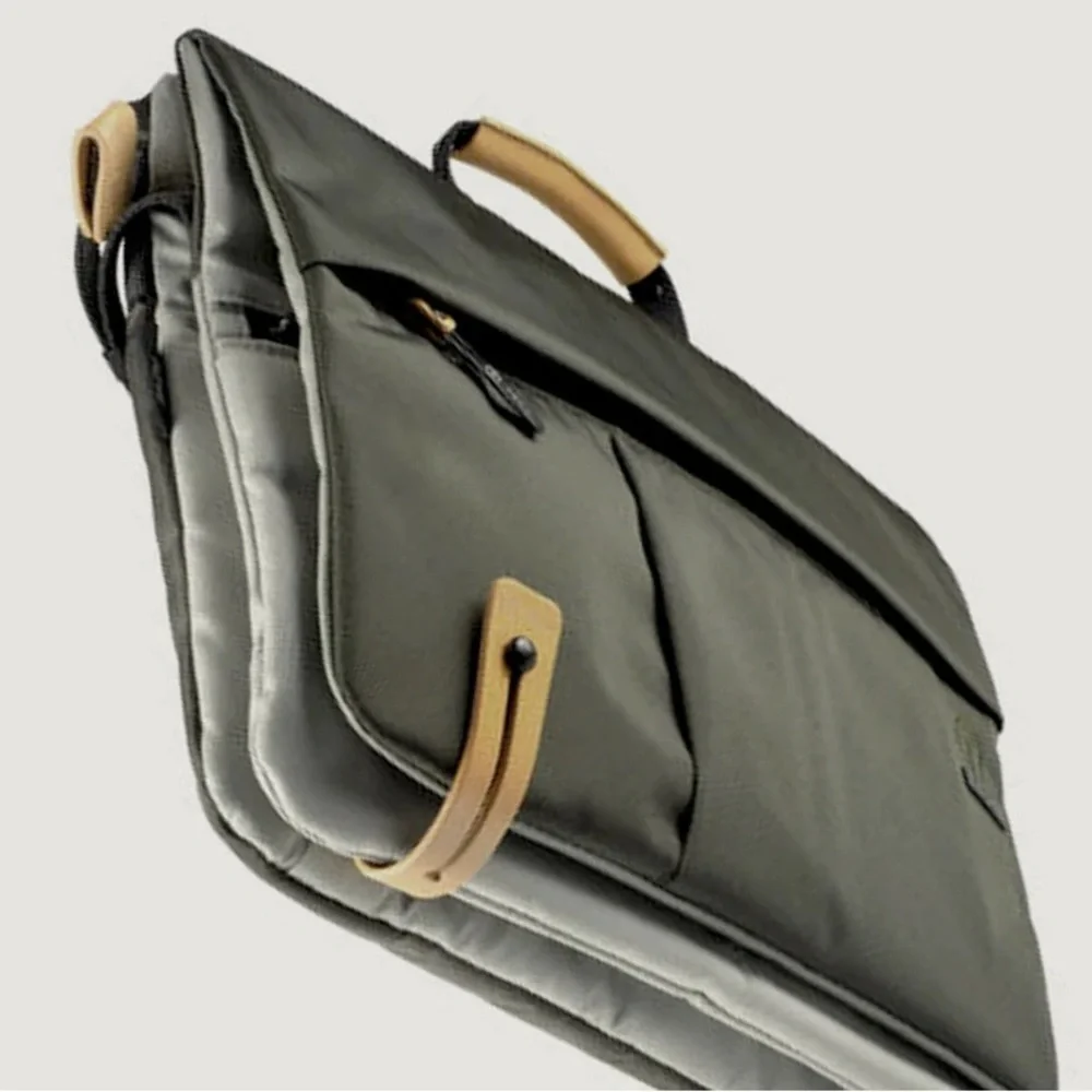 TUMI T-Tech Civilian Slim Crossbody Messenger Green/Black Nylon Leather Bag